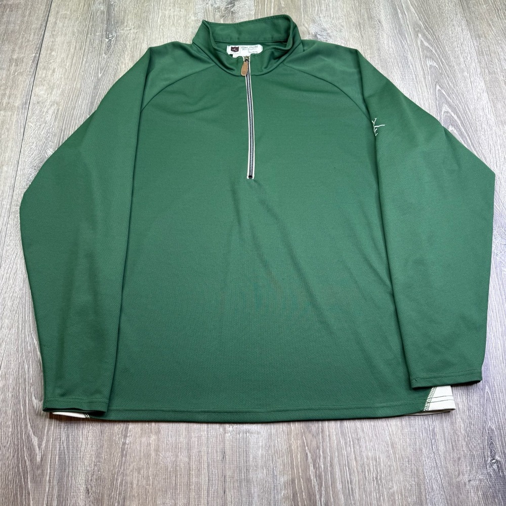 Iliac Golf By Bert LaMar Mens Green 1/4 Zip Yellowstone Club Pullover Size XL
